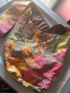 Billabong Y2K Tropical Floral Canvas Hobo Shoulder Bag Reversible Boho